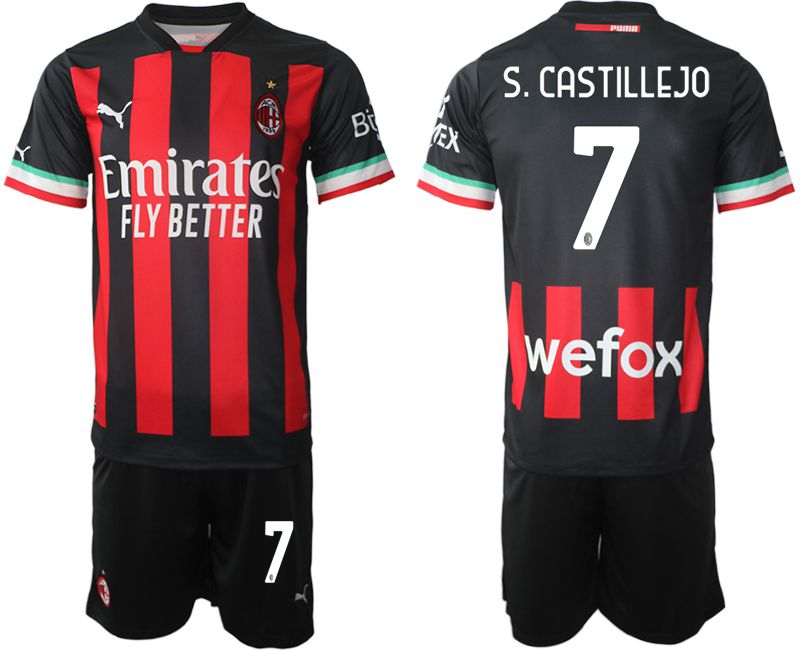 Men 2022-2023 Club Ac Milan home black #7 Soccer Jersey->customized soccer jersey->Custom Jersey